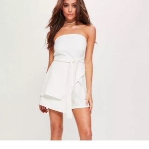 Missguided White Bandeau Tie Waist Skort Playsuit